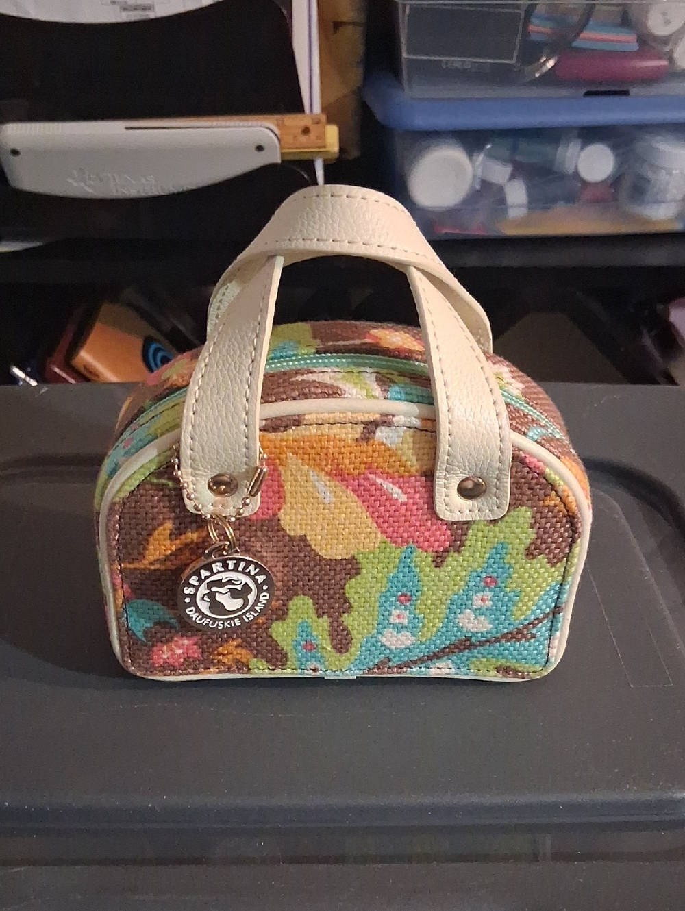 Spartina 449 Multicolor Floral Canvas Cosmetic Case with Cream Handles